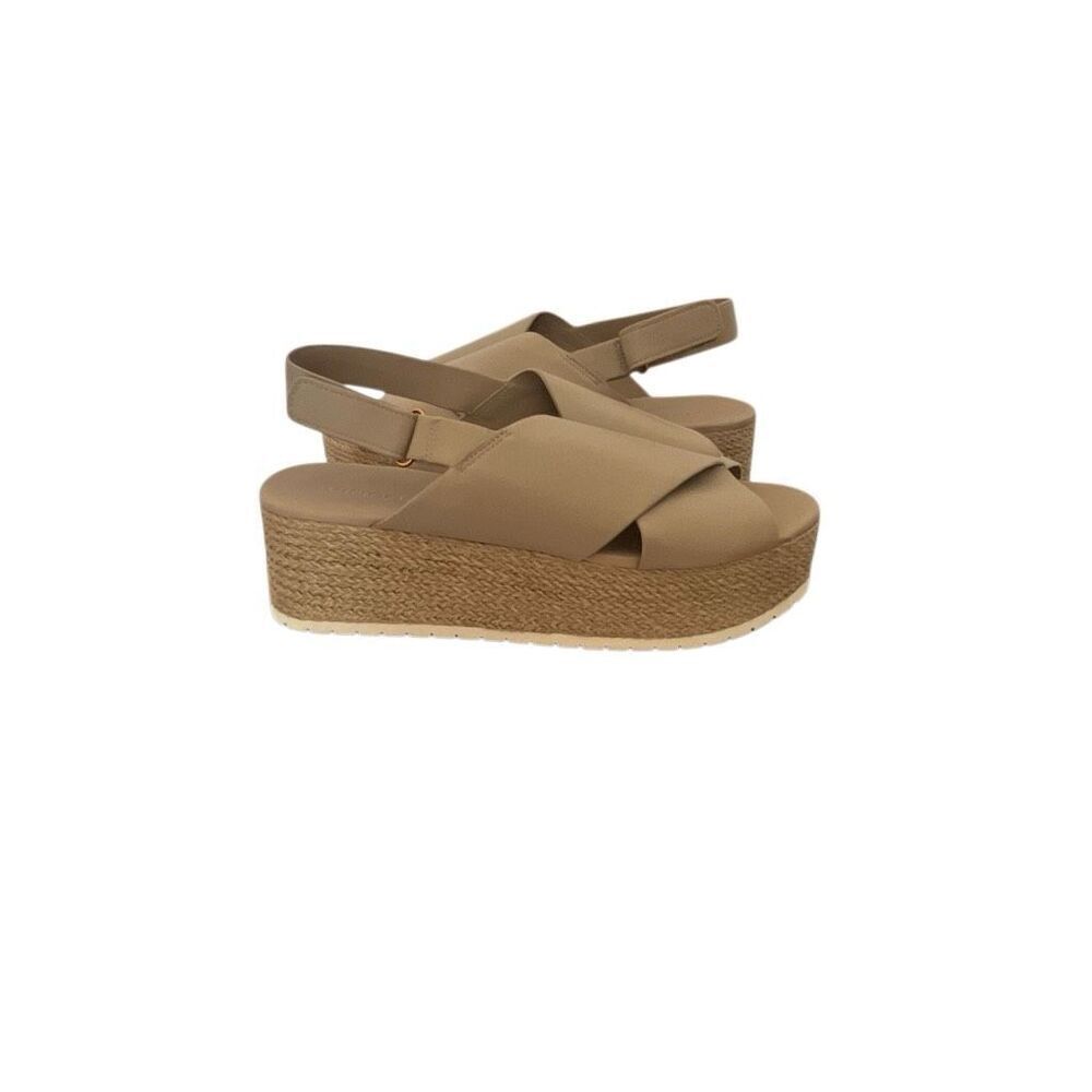 Vince Jenaya-2B Beige Leather Espadrille Platform Sandals Sz8.5 New